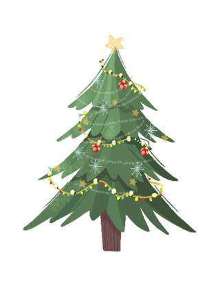 绿色手绘圣诞树元素GIF动态图